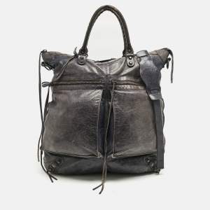 Pre Owned Balenciaga Navy Blue Leather RH Square Tote