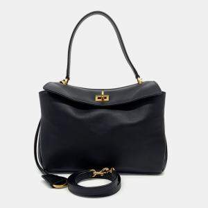 Pre Owned Balenciaga Black Leather Rodeo Small