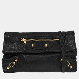 Pre Owned Balenciaga Black Giant Envelope Clutch Bag