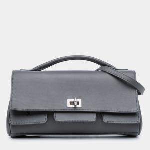 Pre Owned Balenciaga Grey Small Smooth Calfskin Bel Air Clutch On Strap
