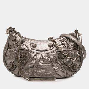 Pre Owned Balenciaga Silver Mini Metallic Le Cagole