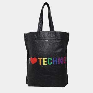 Pre Owned I Love Techno Leather Tote Bag