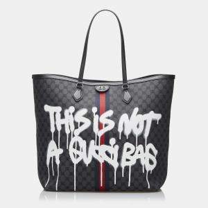 Pre Owned Balenciaga Black The Hacker Project Graffiti BB Supreme Tote