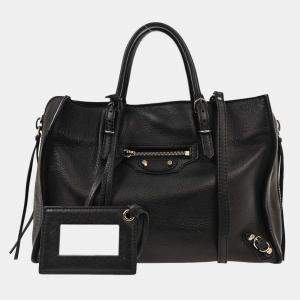 Pre Owned Balenciaga Black Papier A6 Tote Shoulder Bag