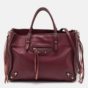 Pre Owned Balenciaga Pourpre Veau Leather Papier A6 Side Zip Tote