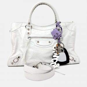 Pre Owned Balenciaga White Leather Le City Bag Medium