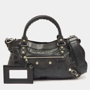 Pre Owned Balenciaga Black Leather Giant 12 First Bag