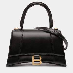 مملوكة مسبقًا Balenciaga Black Small Shiny Box Calfskin Hourglass Top Handle Bag