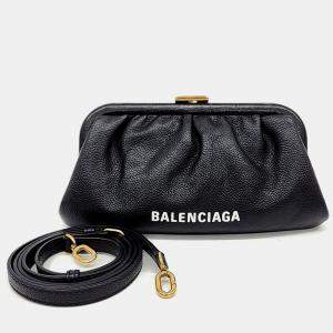 Pre Owned Balenciaga Black Leather Cloud XS Clutch Bag