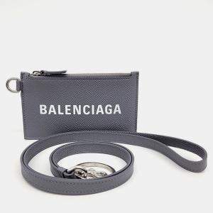 Pre Owned Balenciaga Grey Leather Necklace Card Holder