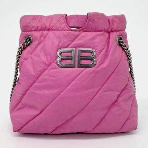Pre Owned Balenciaga Pink Leather Crush Tote Bag