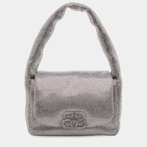 مملوكة مسبقًا حقيبة كتف سلينغ موناكو جلد العجل مزينة بأحجار الراين �فضية صغيرة بالنسياغا