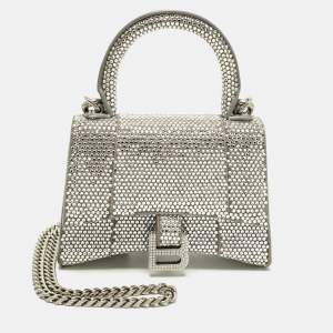 Pre Owned حقيبة بالنسياغا أورغلاس جلد نقش تمساح بيج بسلسلة ميني 