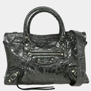 Pre Owned Balenciaga Silver Calfskin City Small Handbag
