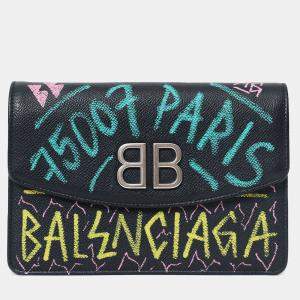 مملوكة مسبقًا Balenciaga Black Leather Graffiti Crossbody Bag