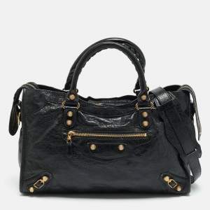 مملوكة مسبقًا Balenciaga Motorcycle City Black Leather Bag