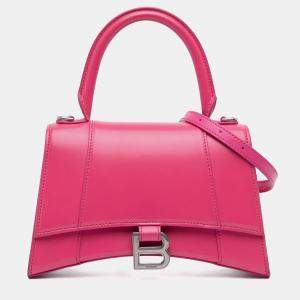 Pre Owned Balenciaga Pink Small Shiny Box Calfskin Hourglass Satchel