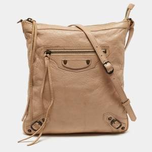 Pre Owned Balenciaga Classic Pink Leather Crossbody Bag