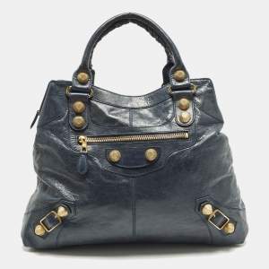 مملوكة مسبقًا Balenciaga Brief GGH Navy Blue Leather Tote