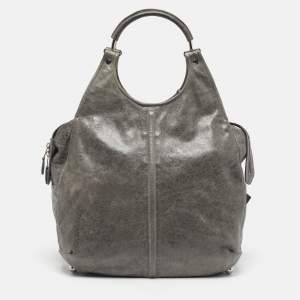 Pre Owned Balenciaga Ring Handle Grey Leather Hobo