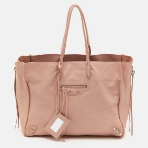 Pre Owned Balenciaga Papier A4 Peach Pink Leather Shopper Tote