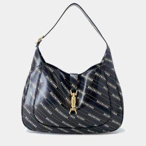 Pre Owned حقيبة كتف جاكي 1961 مشروع ذا هاكر جلد أسود/ بيج مقاس متوسط بالنسياغا