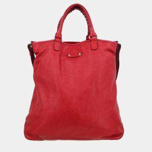 Pre Owned حقيبة يد بالنسياغا توت جلد خروف أحمر