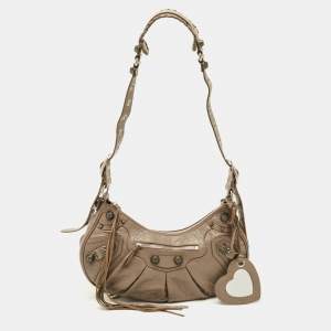 Pre Owned Balenciaga Le Cagole Small Beige Leather Shoulder Bag