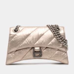 مملوكة مسبقًا Balenciaga Brown Small Metallic Calfskin Crush Chain Shoulder Bag