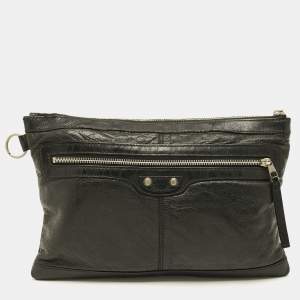 Pre Owned حقيبة كلتش بالنسياغا كلاسيك كليب إم أرينا جلد رصاصي