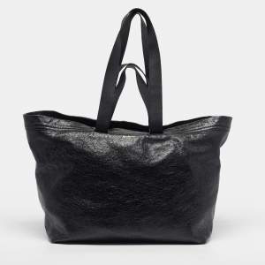 Pre Owned Balenciaga Carry Medium Black Leather Shopper Tote