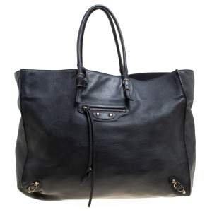 مملوكة مسبقًا حقيبة يد بالنسياغا بابيه A4 جلد سوداء