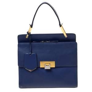 Pre Owned Balenciaga Violet Leather Le Dix Cartable Top Handle Bag