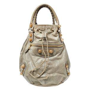 Balenciaga Militaire Leather GGH 21 Pompon Hobo