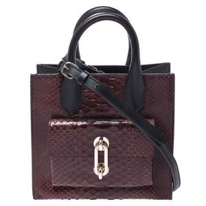 مملوكة مسبقًا Balenciaga Black/Brown Python and Leather Mini Maillon All Afternoon Tote
