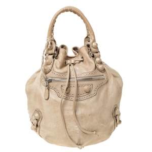 Balenciaga Cream Leather SGH 21 Pompon Hobo