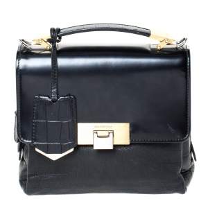 Pre Owned Balenciaga Black Croc Embossed and Leather Le Dix Cartable Top Handle Bag