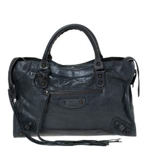 Pre Owned Balenciaga Anthracite Leather RH City Bag