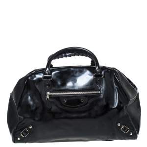 Balenciaga Black Patent Leather Bowling MM Bag