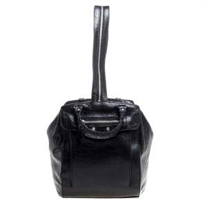 Balenciaga Black Leather RH Zip Traveler Backpack