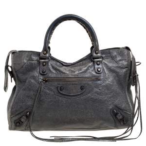 Pre Owned حقيبة يد بالنسياغا أرجي أتش سيتي جلد رصاصي داكن