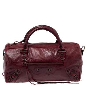 Pre Owned Balenciaga Grenat Leather RH Twiggy Satchel