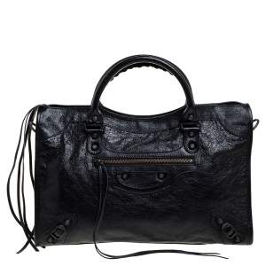 Pre Owned Balenciaga Black Leather RH City Bag