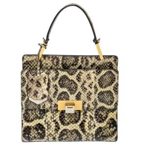 Pre Owned Balenciaga Cream Python Le Dix Cartable S Top Handle Bag