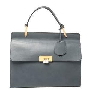 مملوكة مسبقًا Balenciaga Ash Blue Leather Le Dix Cartable Top Handle Bag