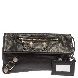 مملوكة مسبقًا Balenciaga Black Leather GSH  Envelope Clutch