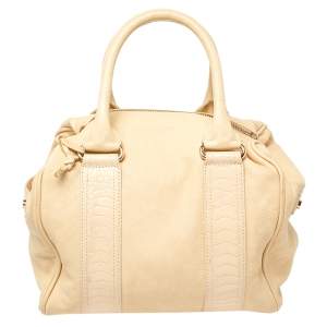 Pre Owned Balenciaga Cream Leather Satchel Bag