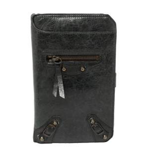 مملوكة مسبقًا Balenciaga Dark Green Leather Motocross Classic Organizer Wallet