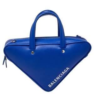Balenciaga Blue Leather Triangle Electric Duffle Bag