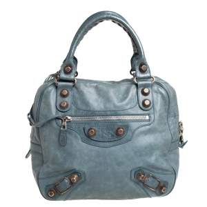 Balenciaga Grey Leather Giant Street Bowler Bag